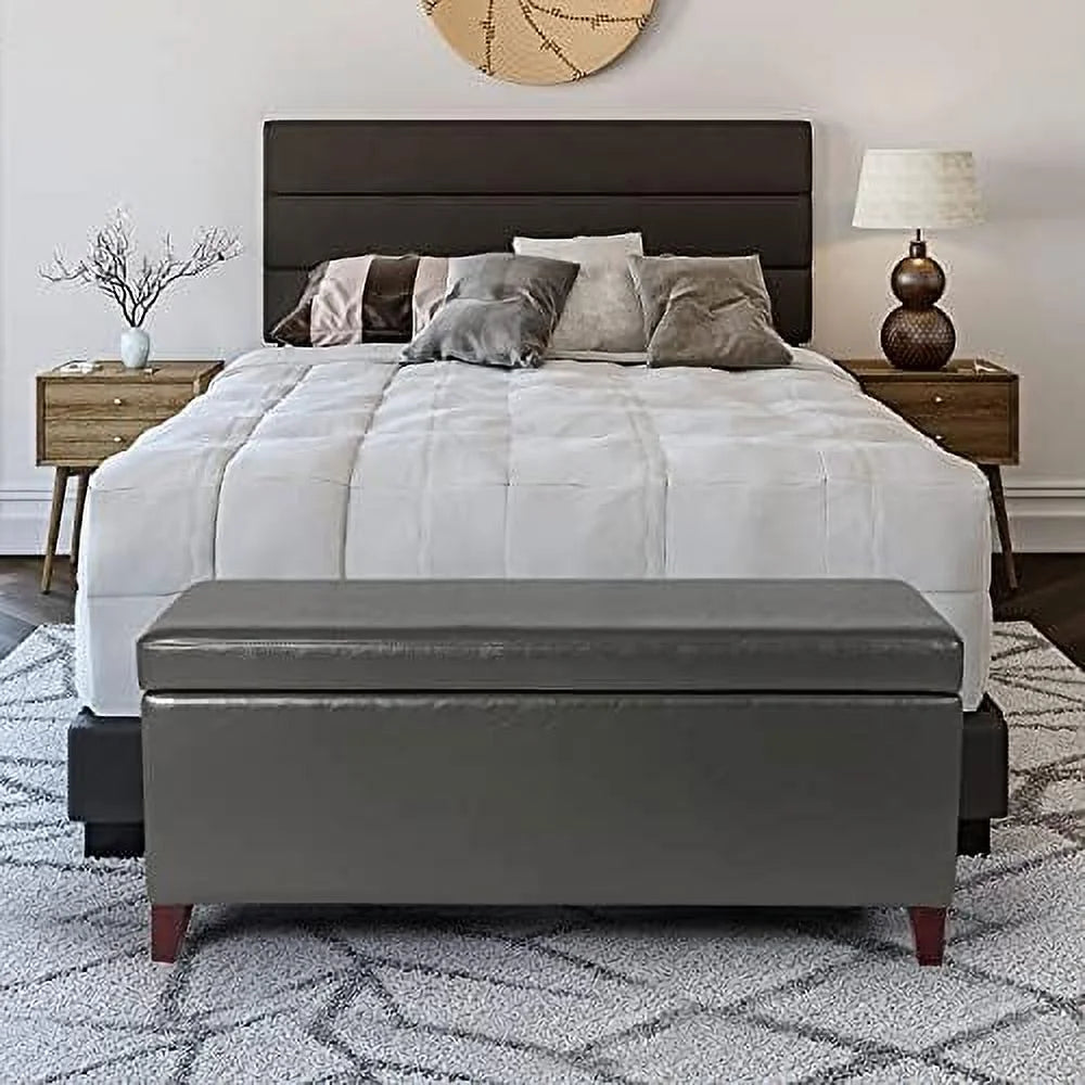 31.5" Light Blue Linen Tufted Ottoman Bench U643331