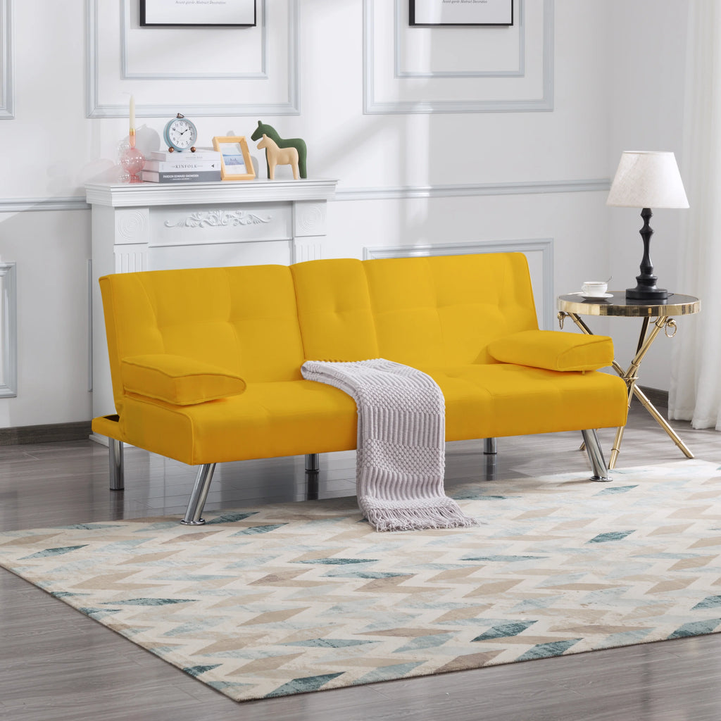 66.9 inch Velvet Sleeper Sofa Bed with 2 Cup Holders Y52148