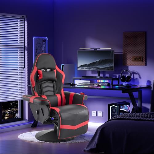 Black Blue Reclining Gaming Chair with Footrest R155220