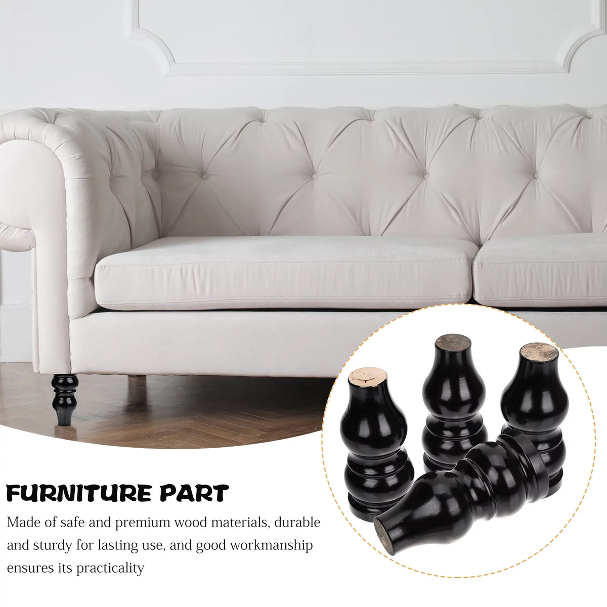 4pcs Wooden Furniture Legs O190658