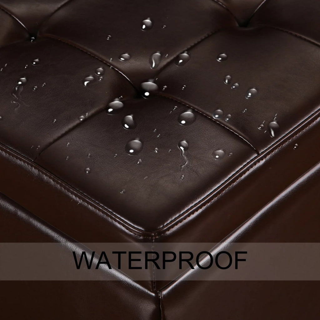 Brown Leather Square Storage Ottoman U769127