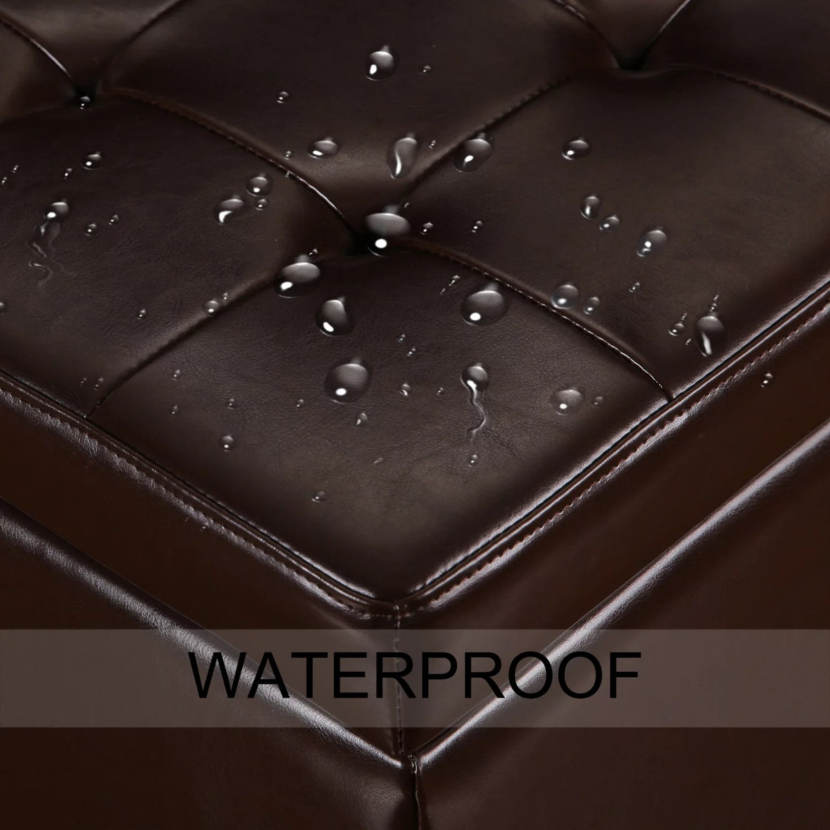 Brown Leather Square Storage Ottoman U769127