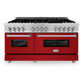 60 In. Dual Fuel Range Stainless Steel Red Gloss Door D1526