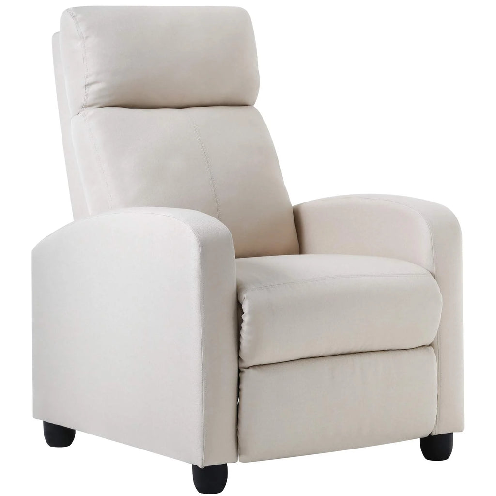 Beige Recliner Chair with Padded Seat Backrest P8001