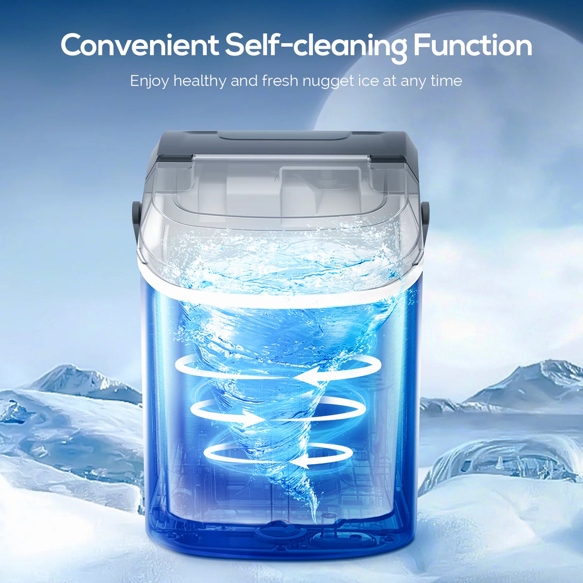 Portable Self-cleaning Nugget Ice Maker with Ice Scoop Q556569