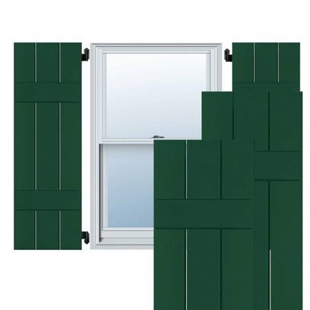 2-Pack 12-in W x 57-in H Chrome Green Board and Batten Wood Exterior Shutters V5861