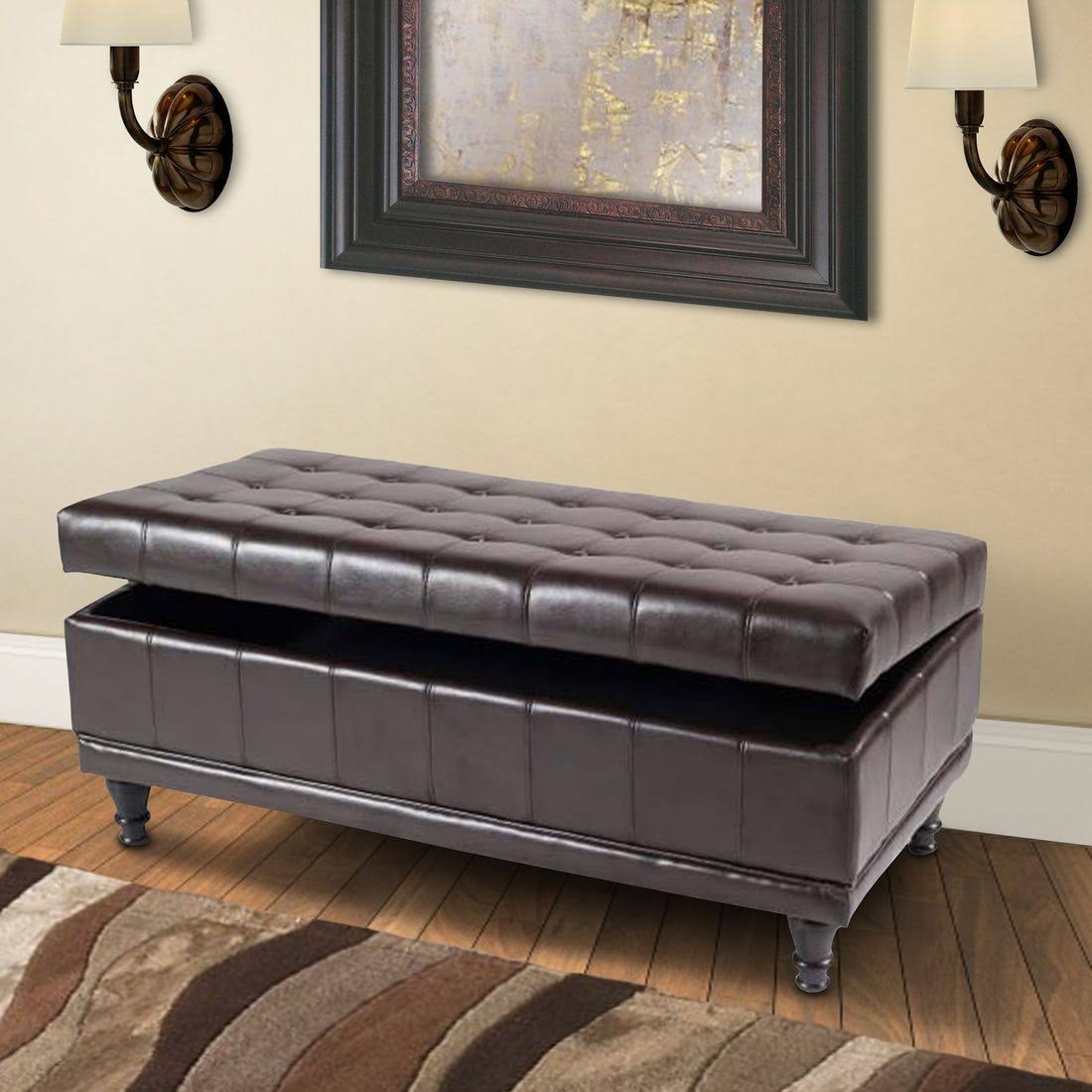 Espresso Bonded Leather Bench Q7981