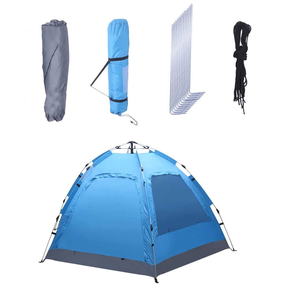 Waterproof Instant Pop Up Camping Tent, 3-4 Person Double Layer Dome Tent M71838