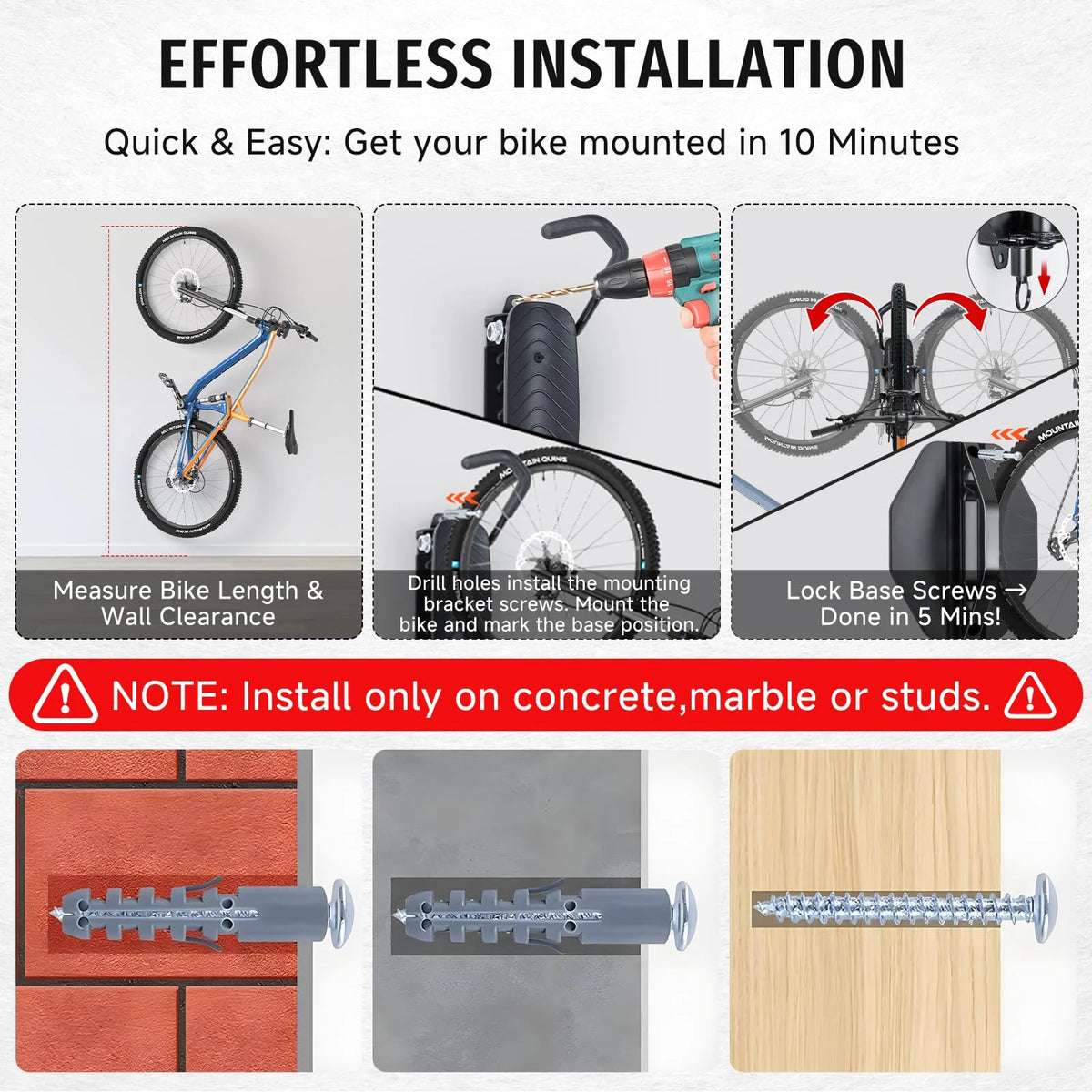 Rotating Bike Hanger Wall Mount Bike Rack, 66 lbs Capacity M71140