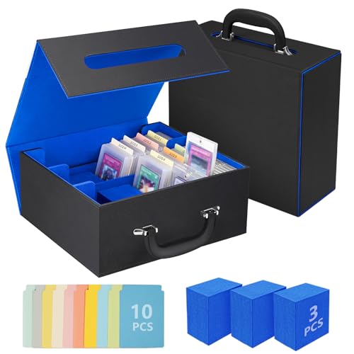 Black Blue Trading Card Storage Box with Handle Y34881