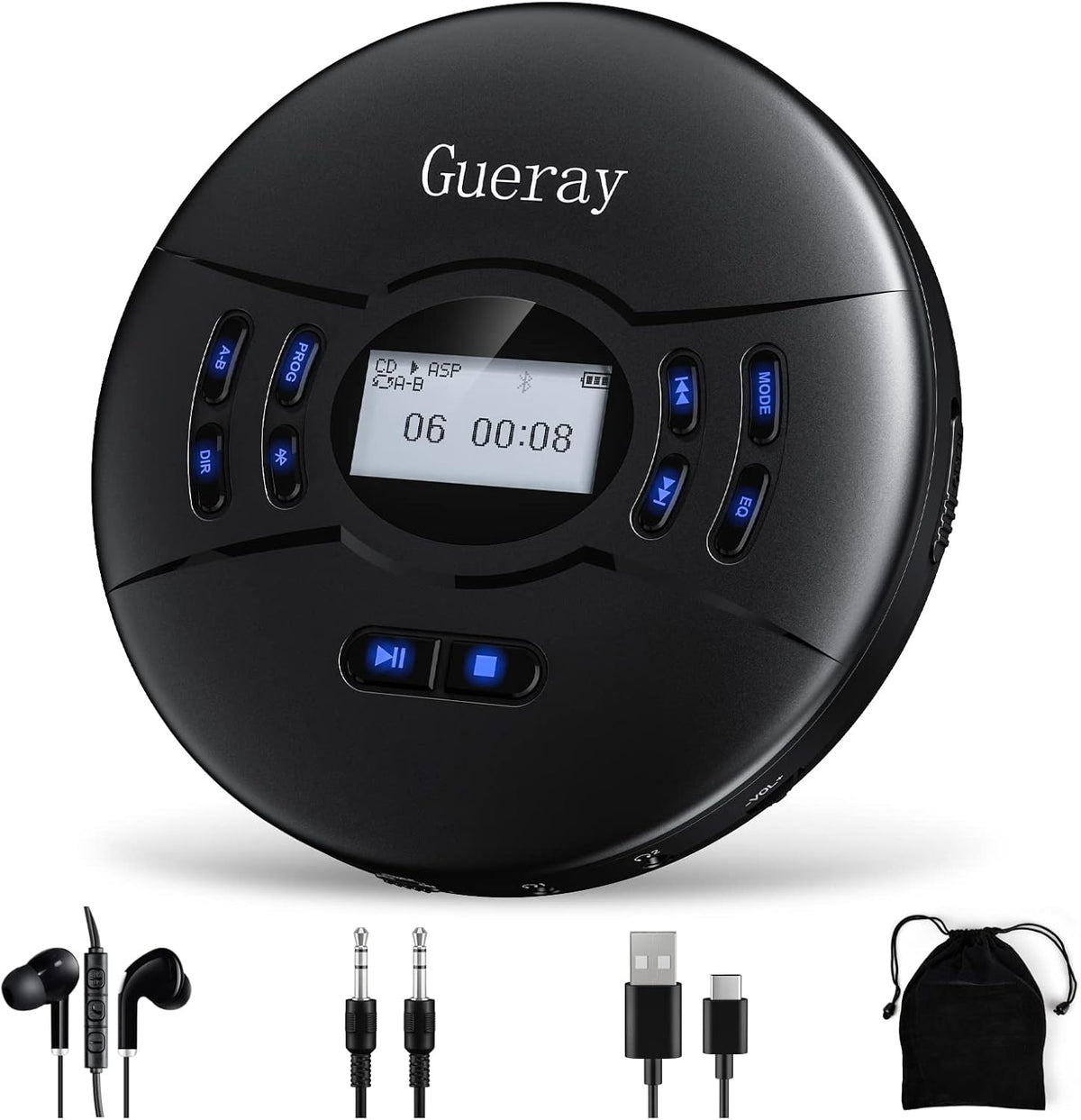 Portable CD Player with Bluetooth Rechargeable 2000mAh Battery Y151