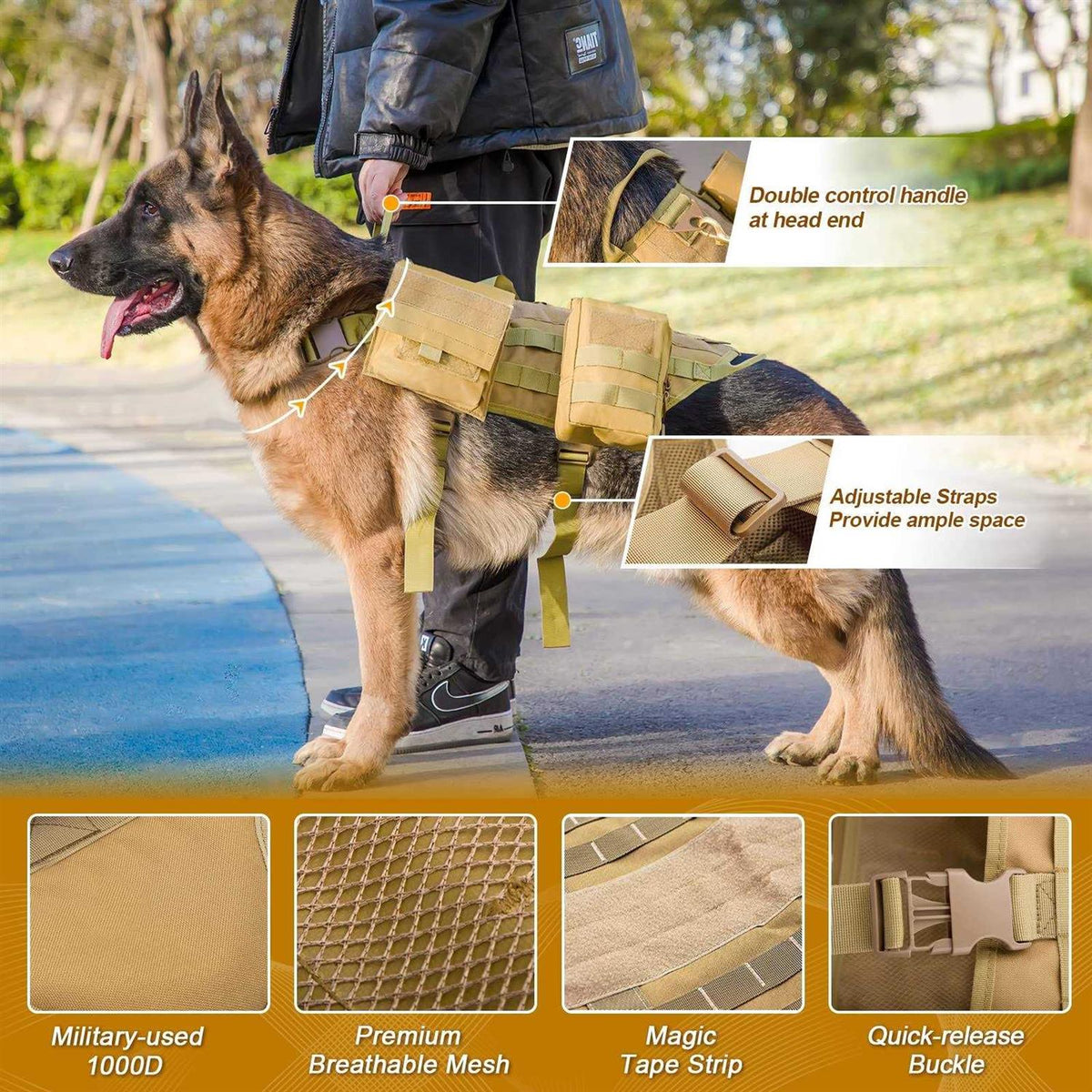 Tactical Dog Harness with Pouches S161