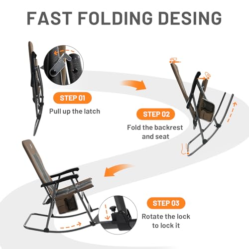 Foldable Padded Rocking Chair Set of 2 Brown T453172