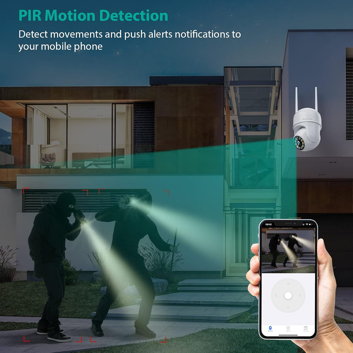 1080P WiFi Outdoor Security Camera with Night Vision, Motion Detection, IP65 Waterproof X93464