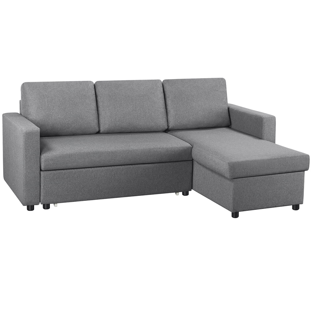 Dark Gray Reversible L-Shaped Sectional Sofa with Pull Out Bed I537896