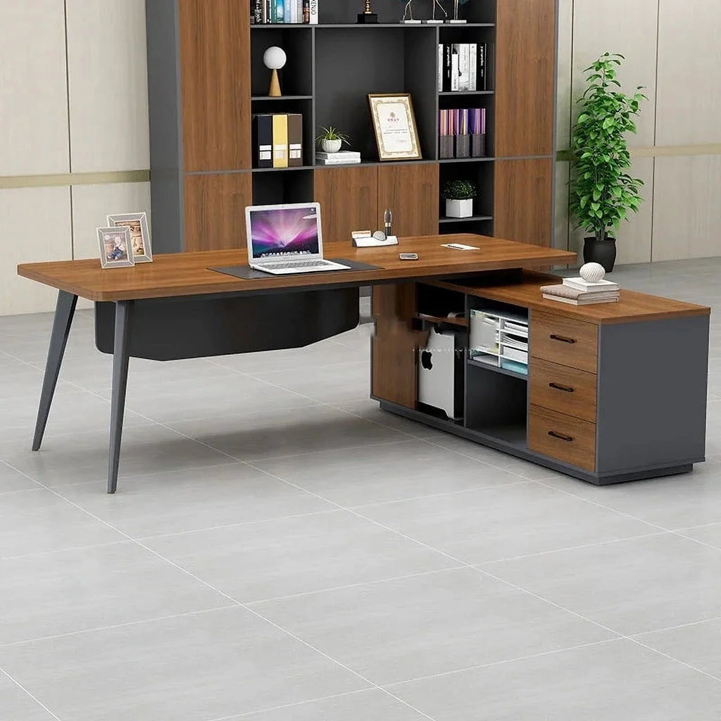 Modern Wood Computer Office Desk with Drawers I482