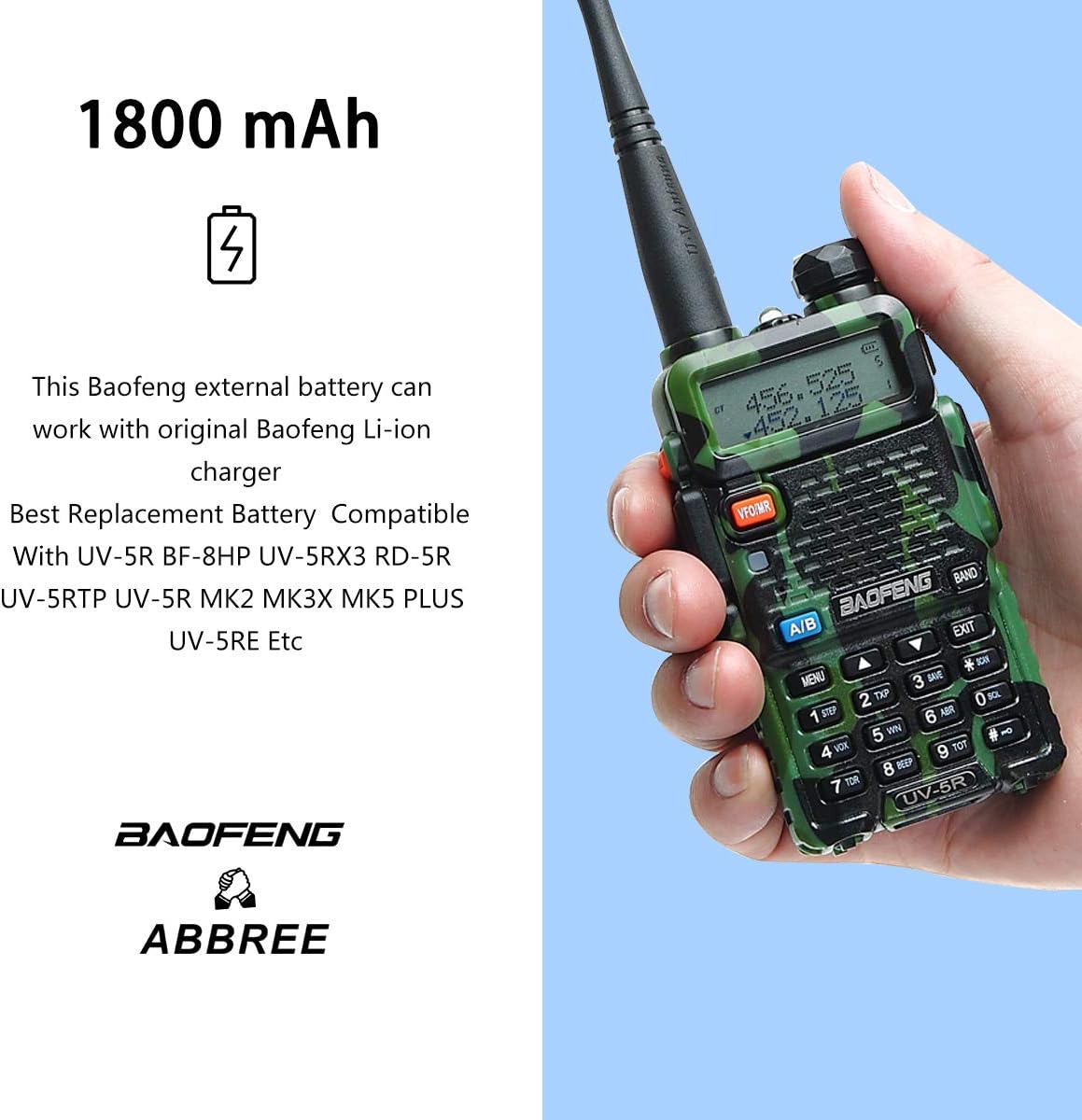 2 Pack Baofeng UV-5R 5Watt Camo Two Way Radio Transceiver with Extra 2 Pack 1800mAh Battery Y713
