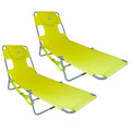 Neon Green Foldable Chaise Lounge Beach Chair 2 Pack P3222