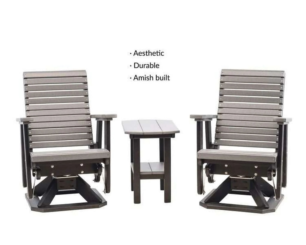 Dark Gray on Black Poly Outdoor Swivel Glider E50986