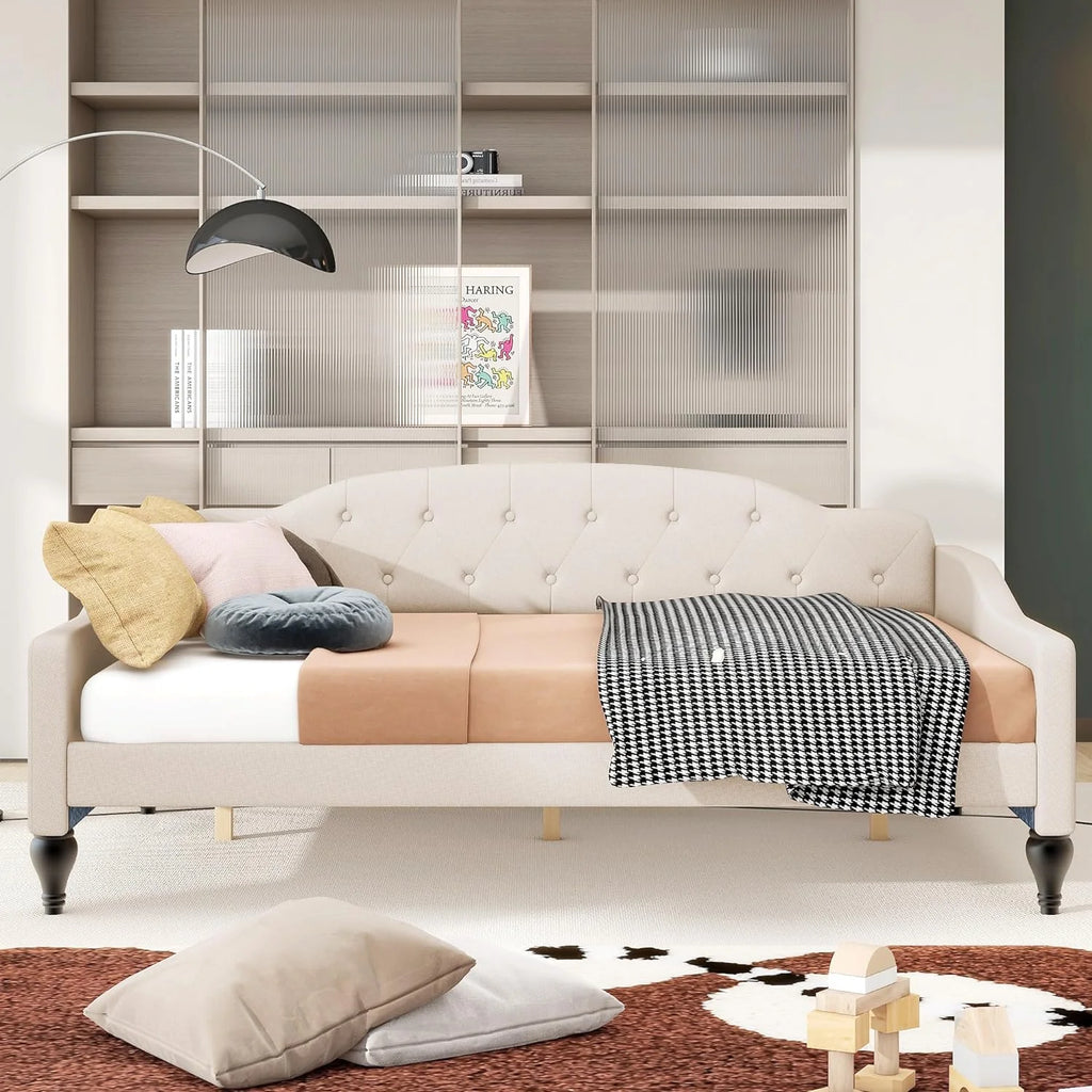 Beige Upholstered Full Size Daybed Frame I85860