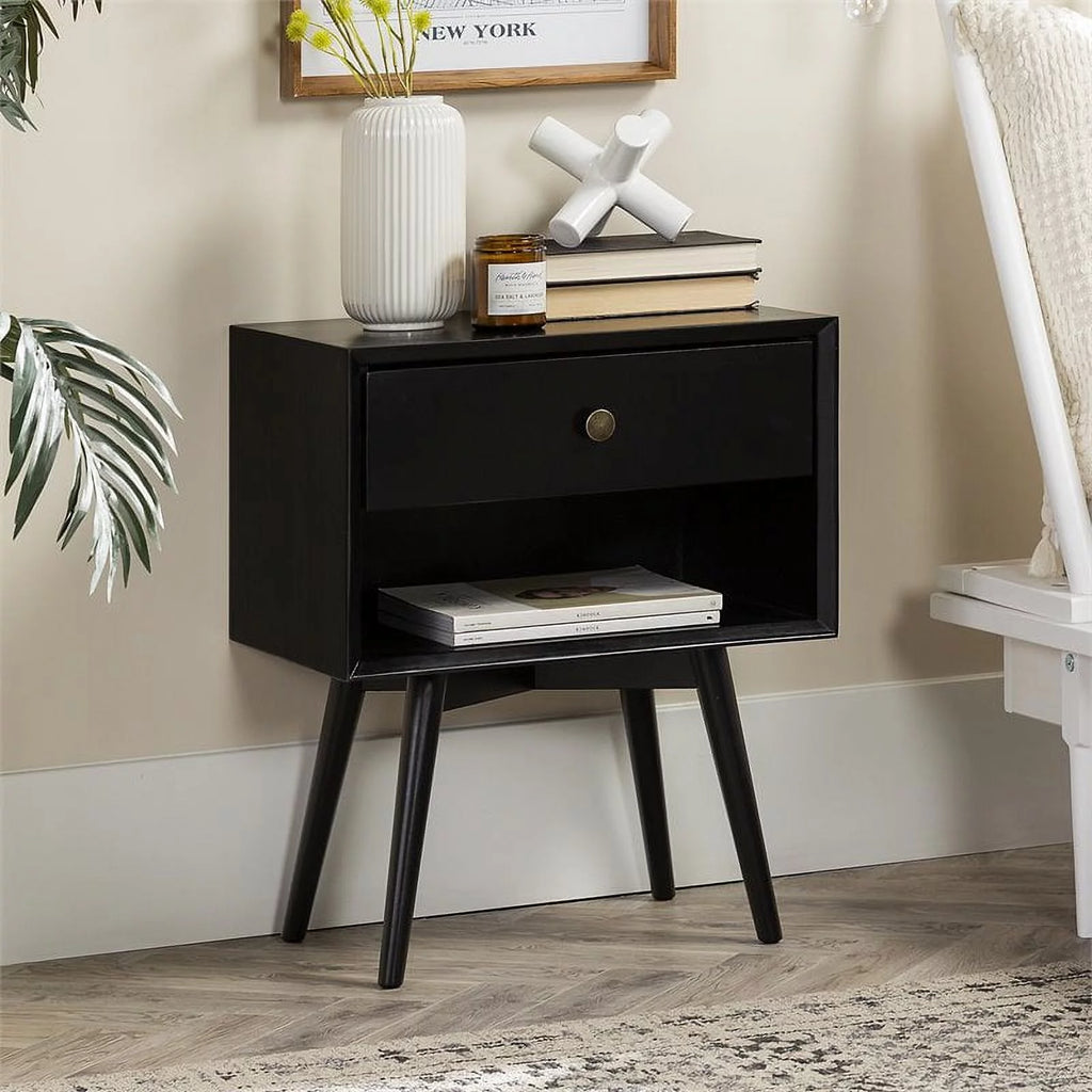 Black 1-Drawer Nightstand T46913
