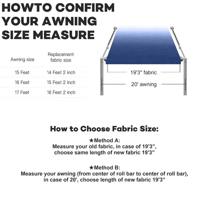 14'2'' Lake Blue RV Awning Fabric Replacement O71509