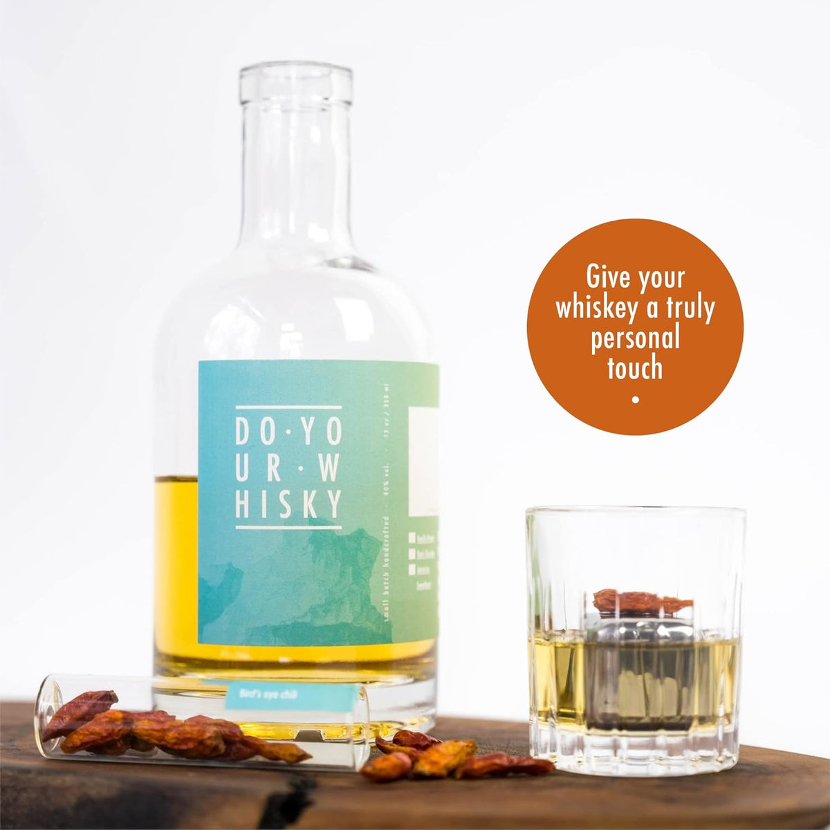 DIY Whisky Infusion Kit with 12 Woodchip Blends & Botanicals in Glass Tubes, 6 Whiskey Stones, Pack of 2 W265224
