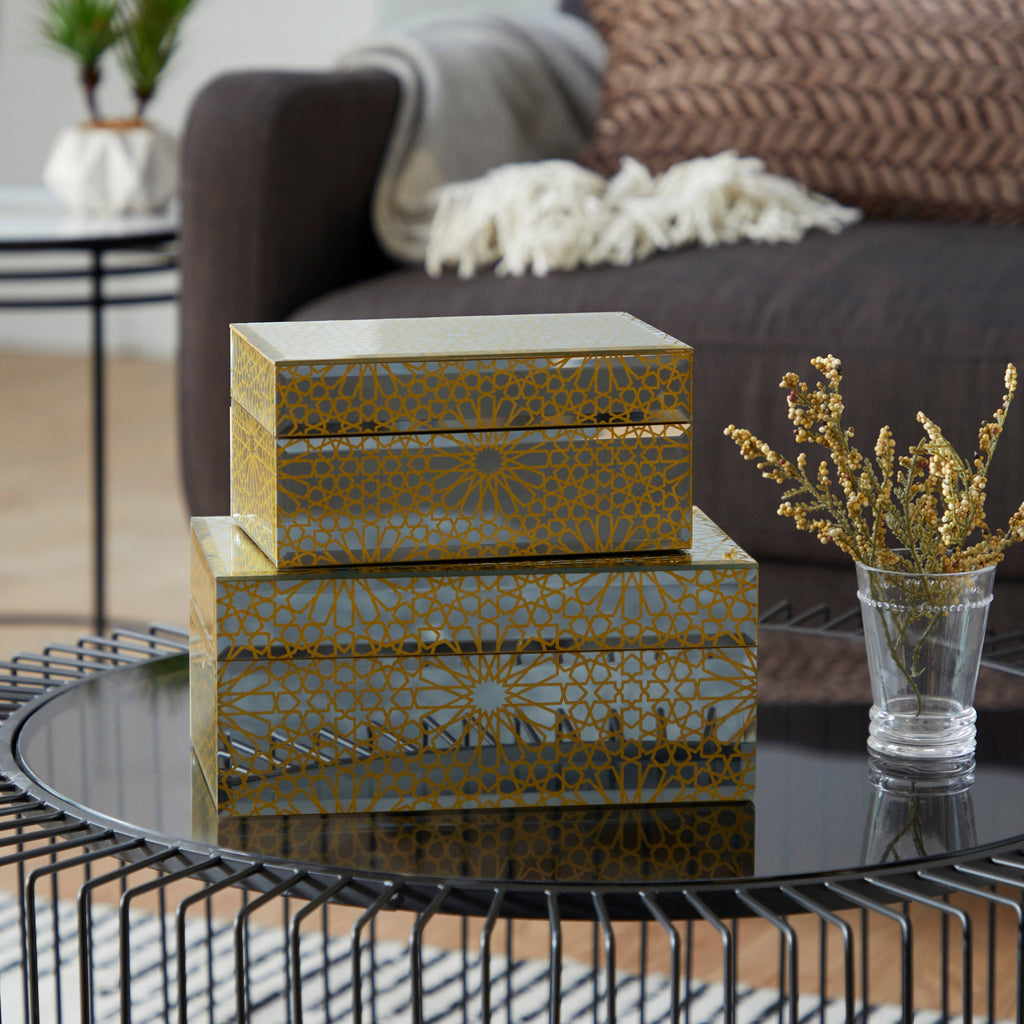 Set of 2 Gold Wood Box U850