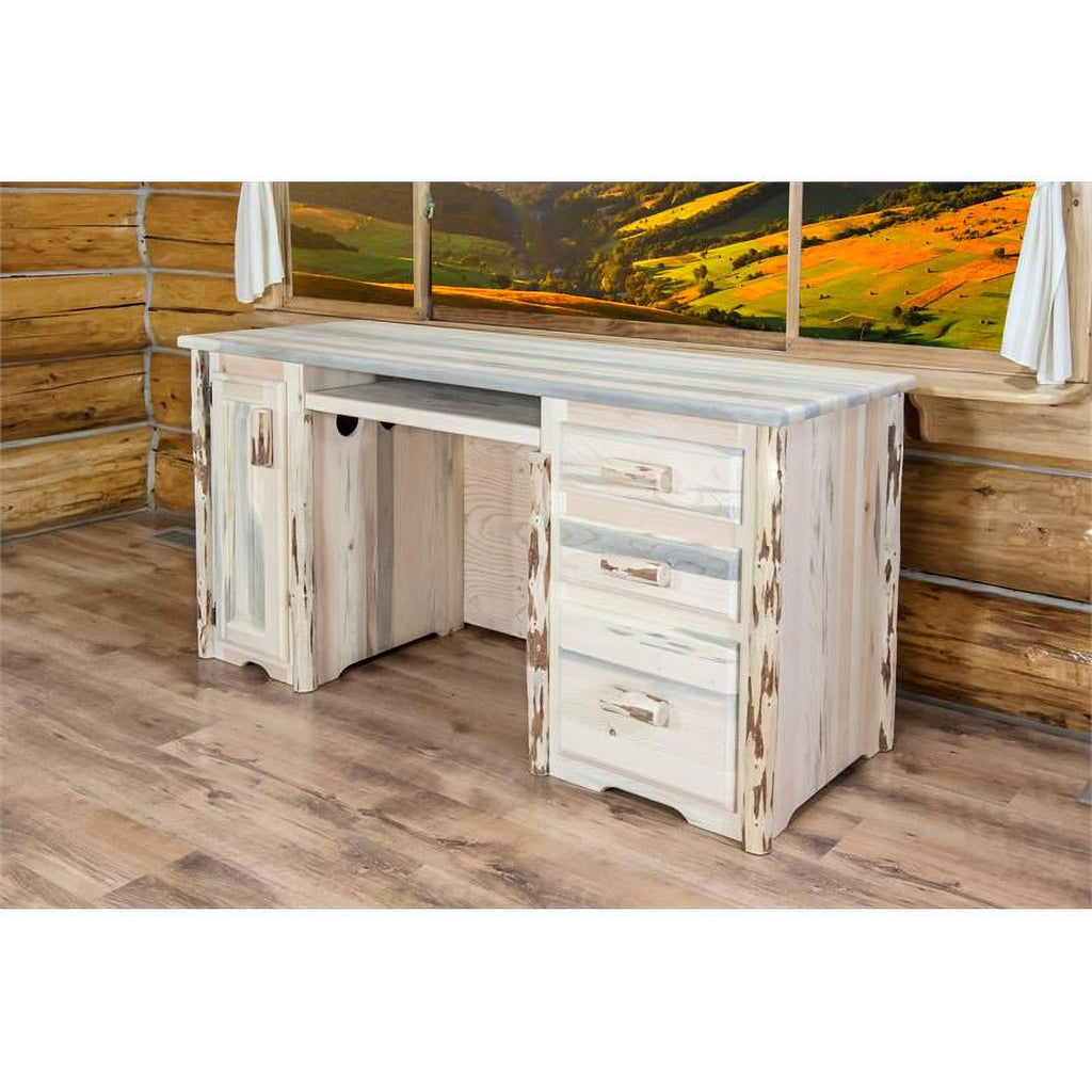 Hand-Crafted Transitional Wood Computer Desk P6296