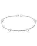 Sterling Silver Open Heart Station Chain Bracelet P189798