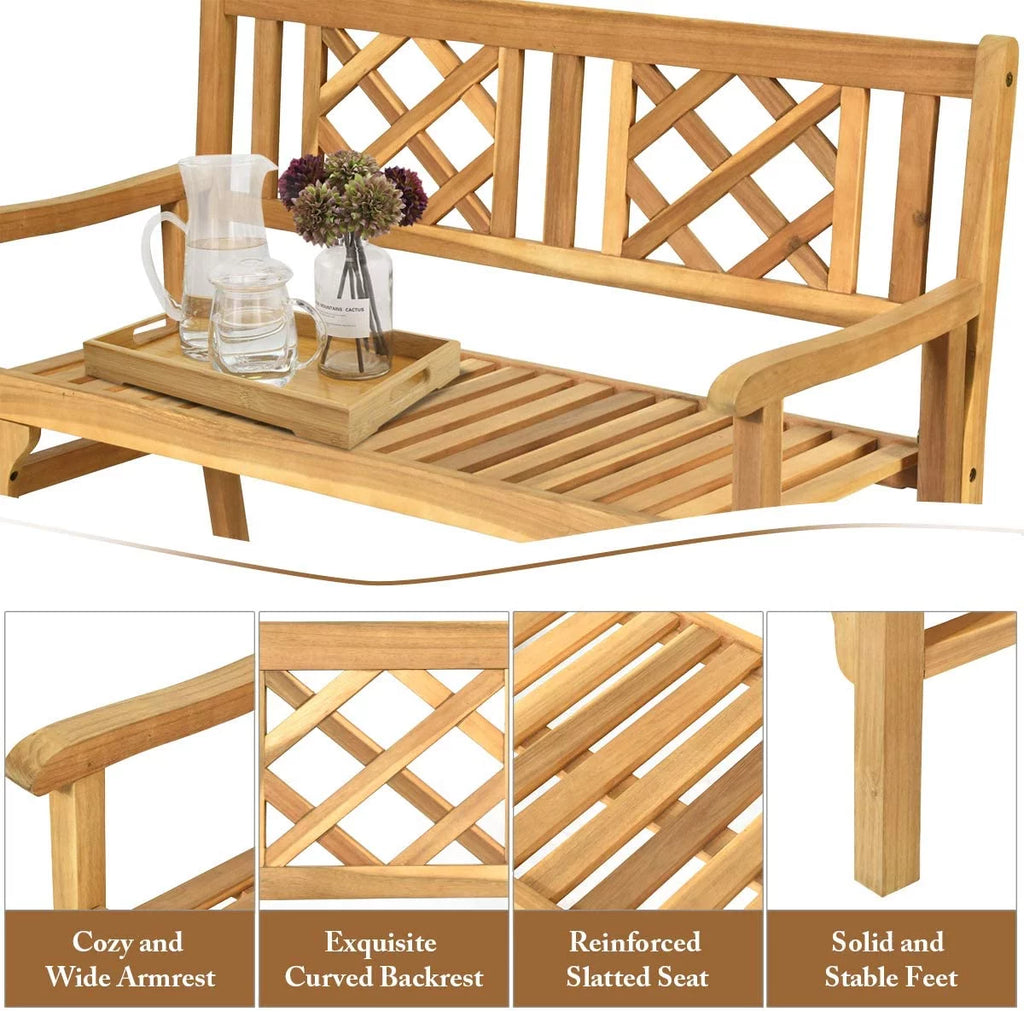 4 Ft Teak Acacia Wooden Patio Bench Q1039