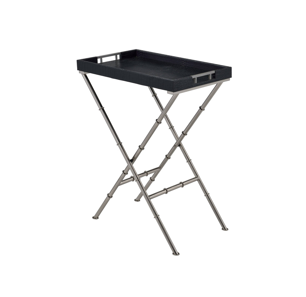 Black & Brushed Nickel Tray Table D69484