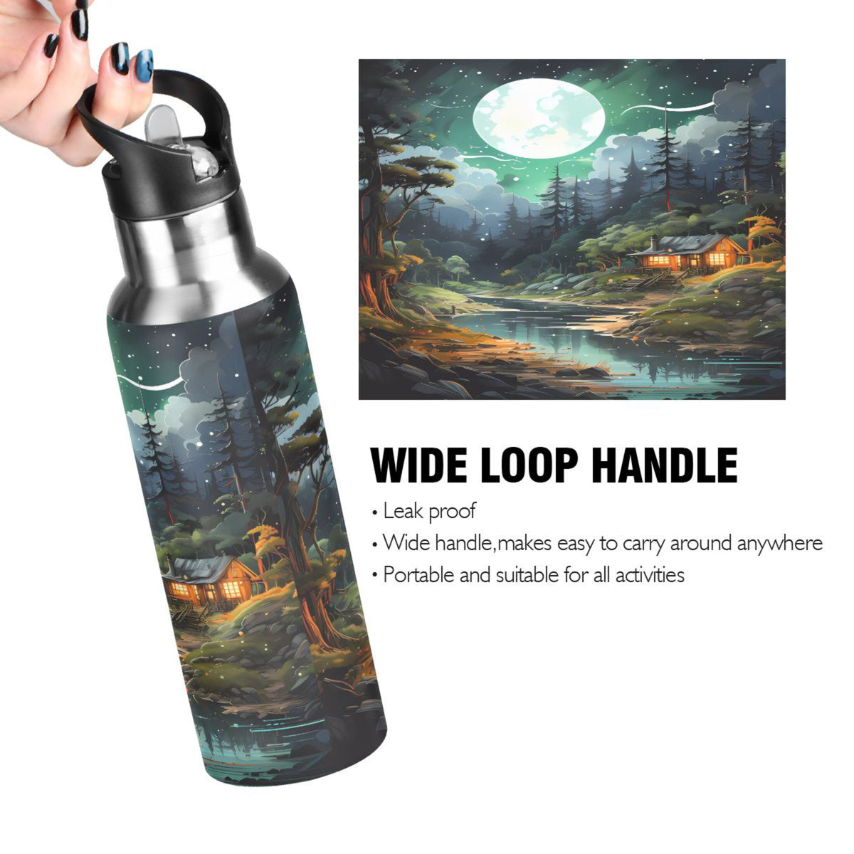 Stainless Steel Insulated Water Bottle with Straw Lid C133