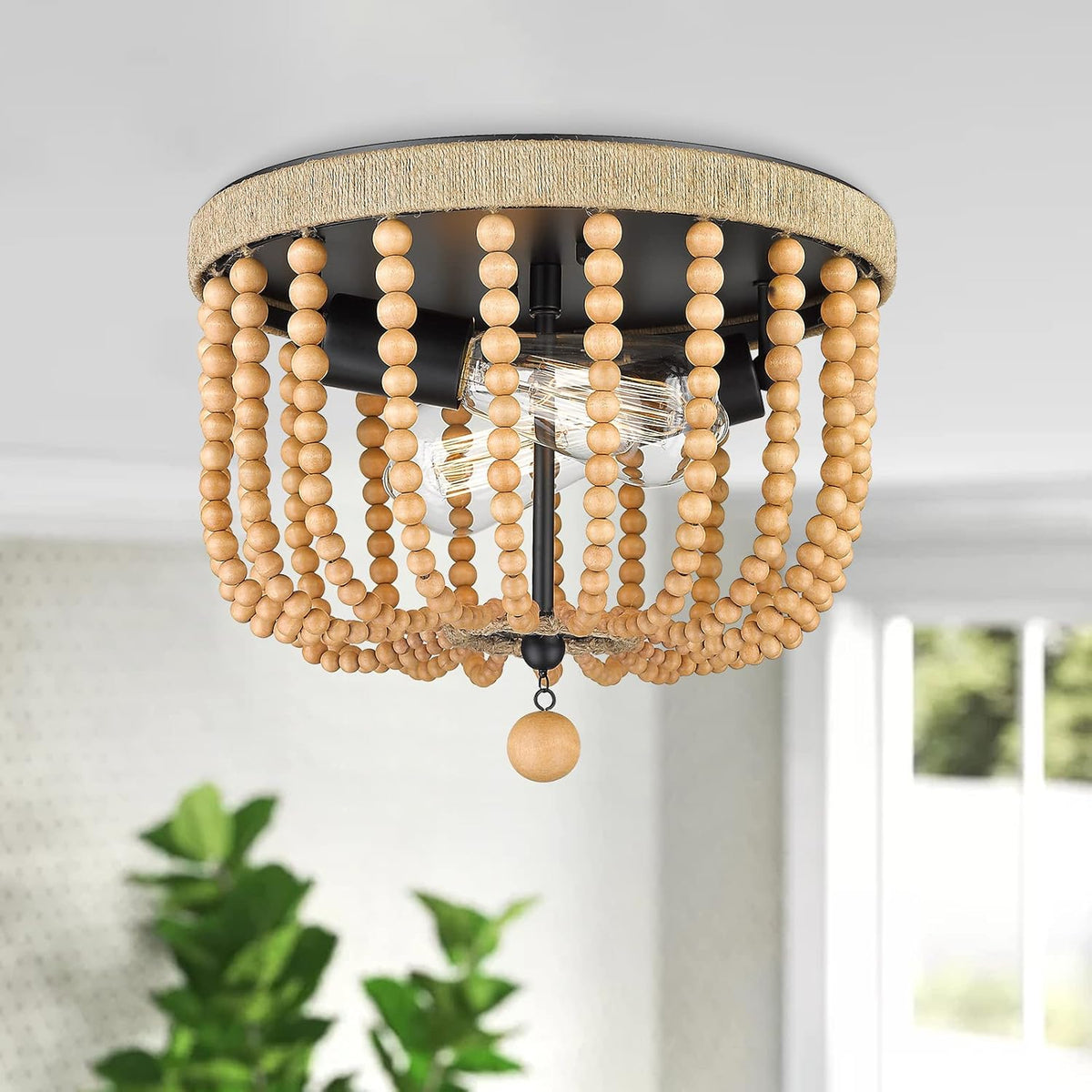 Wood Beaded Ceiling Light N70808