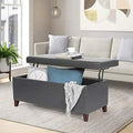 31.5" Light Blue Linen Tufted Ottoman Bench U643331