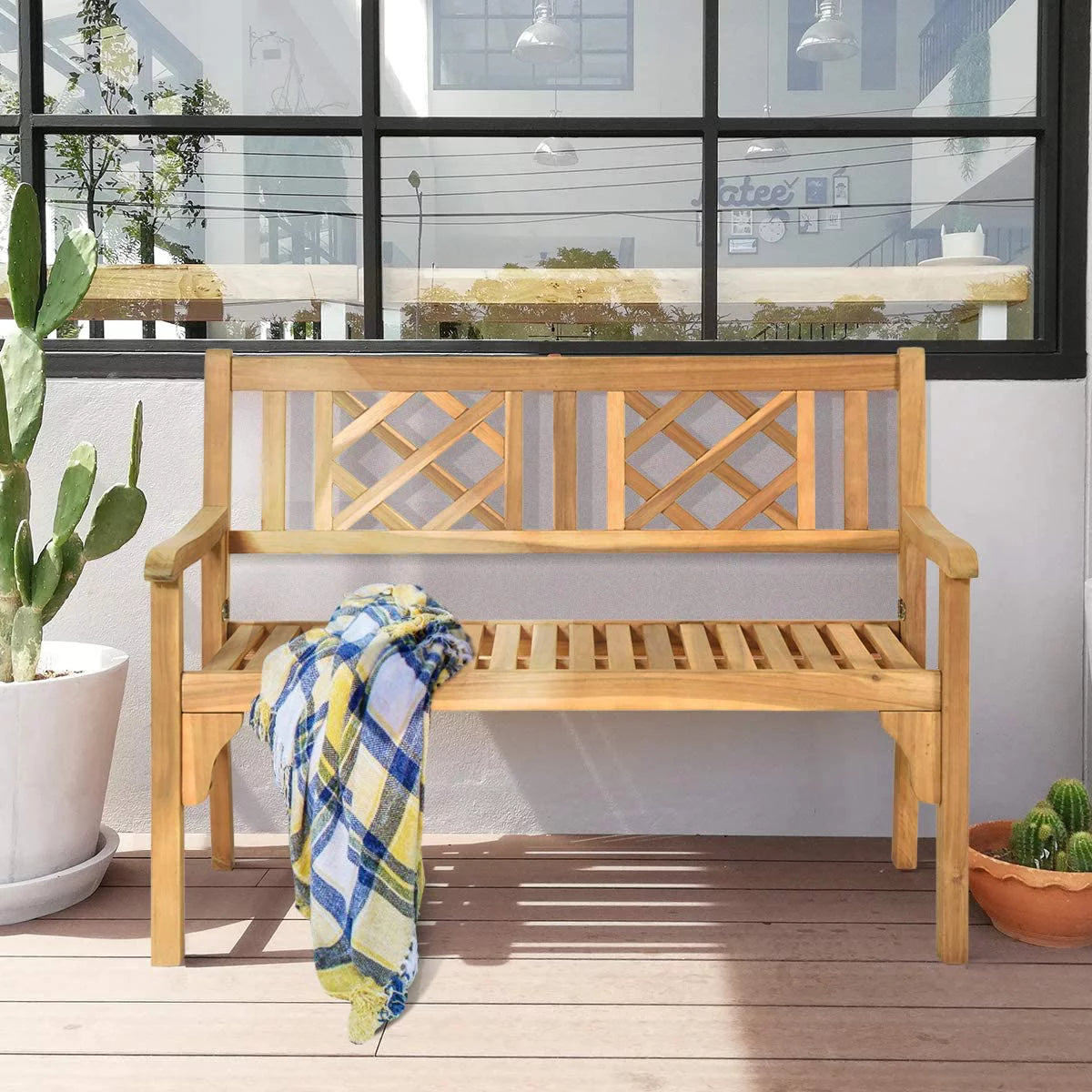 4 Ft Teak Acacia Wooden Patio Bench Q1039