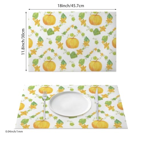 Fall Gourd Pattern Faux Leather 12 X 18 Inch 6Pc Placemat Set A532