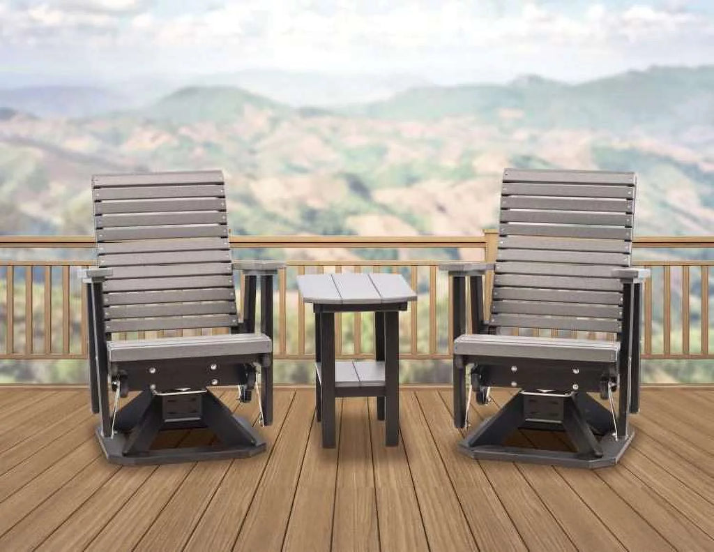 Dark Gray on Black Poly Outdoor Swivel Glider E50986