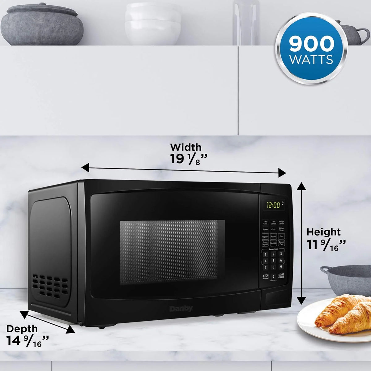 0.9 cu.ft 900W Black Microwave Oven P601609
