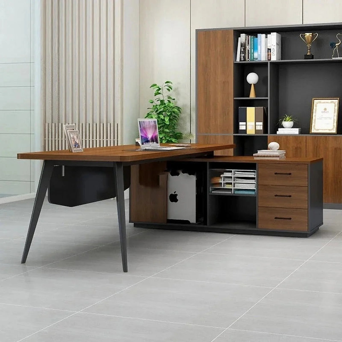 Modern Wood Computer Office Desk with Drawers I482