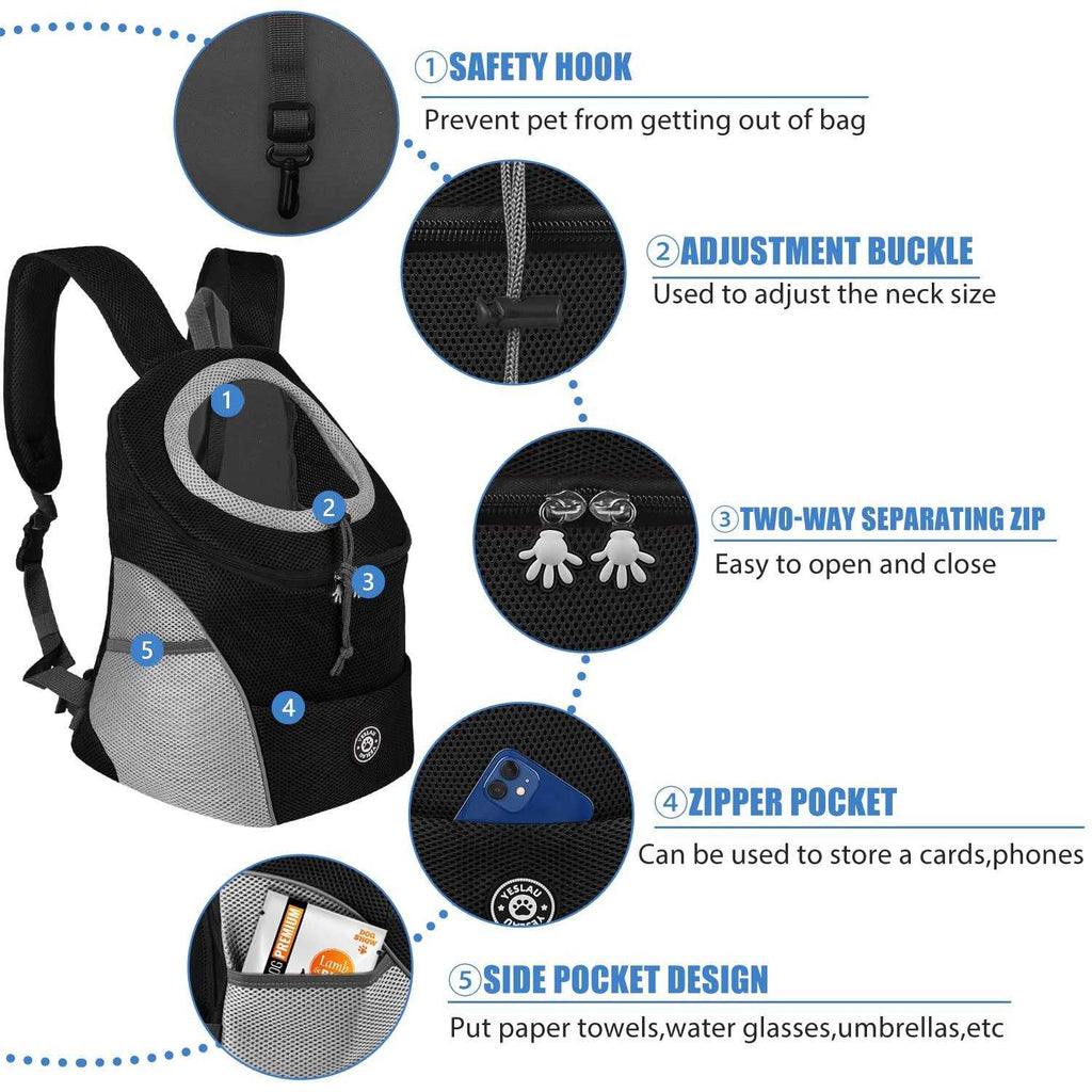 Dog Backpack Carrier Pet Carrier for Small Medium Dogs Breathable Adjustable with Safety Reflective Strips H324
