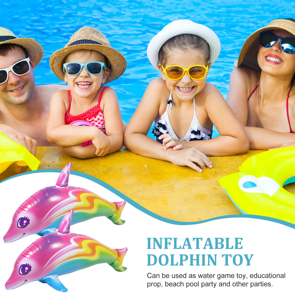 Inflatable Dolphin Toy Beach Pool Float Balloons Multicolor X4264