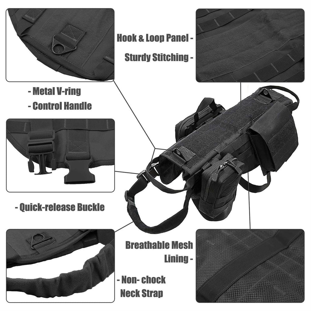 Tactical Dog Harness with Pouches S161