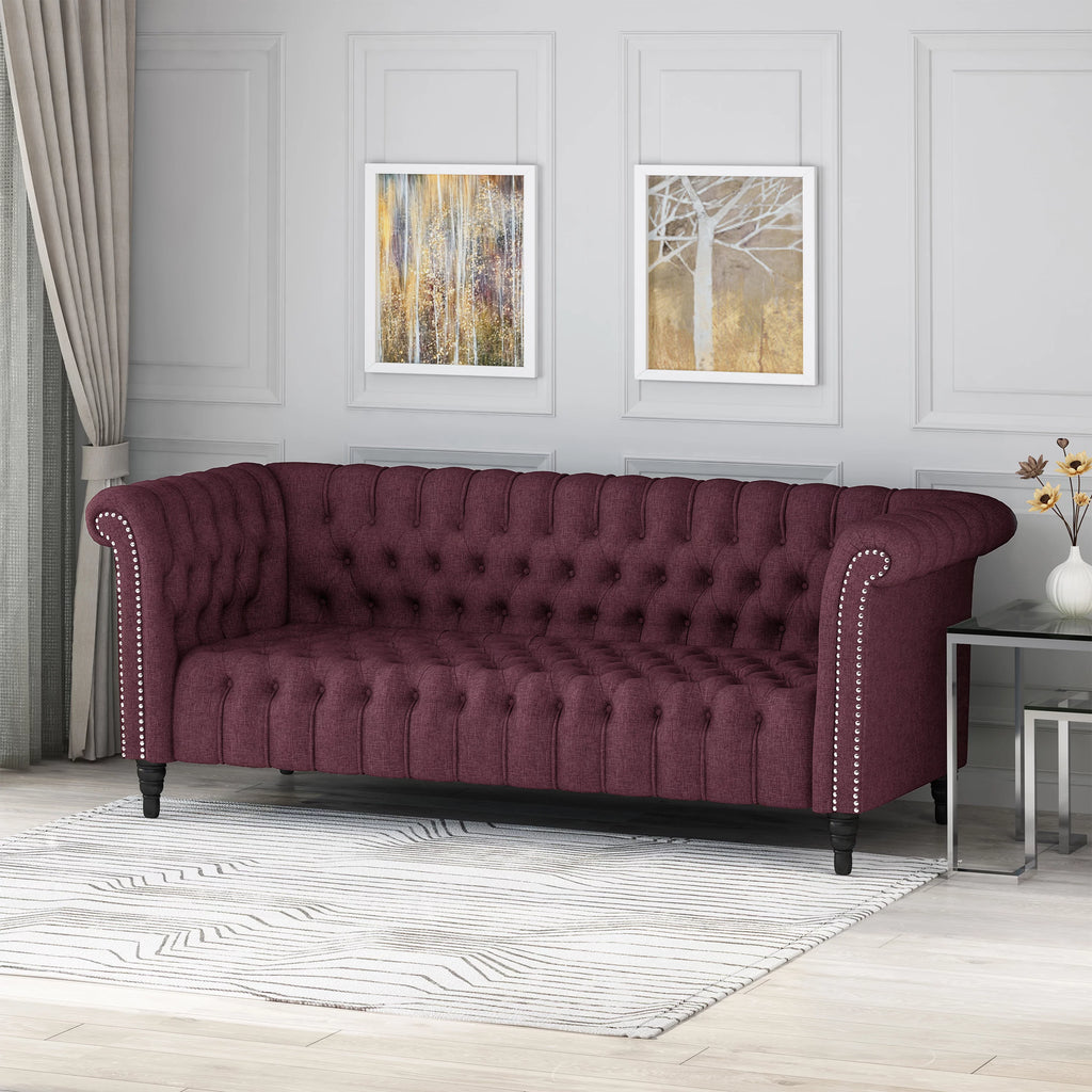 Slate Fabric Tufted 3 Seater Sofa E9202
