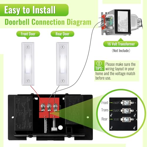 Wired Doorbell Chime Kit with 2 Lighted Push Buttons V43183