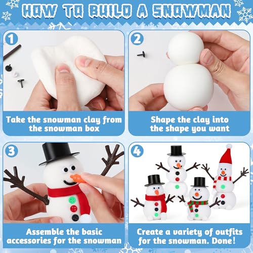 120 Pack Christmas Crafts DIY Snowman Making Kit with Air Dry Clay I52402