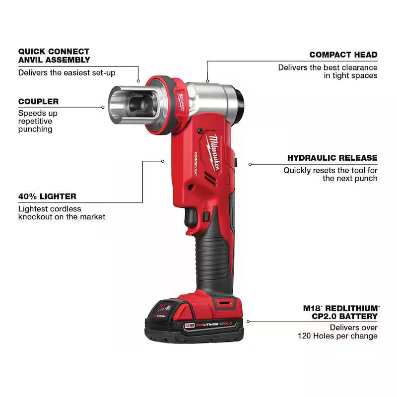 Cordless Knockout Tool Kit with Die Set & Fish Tape A82218