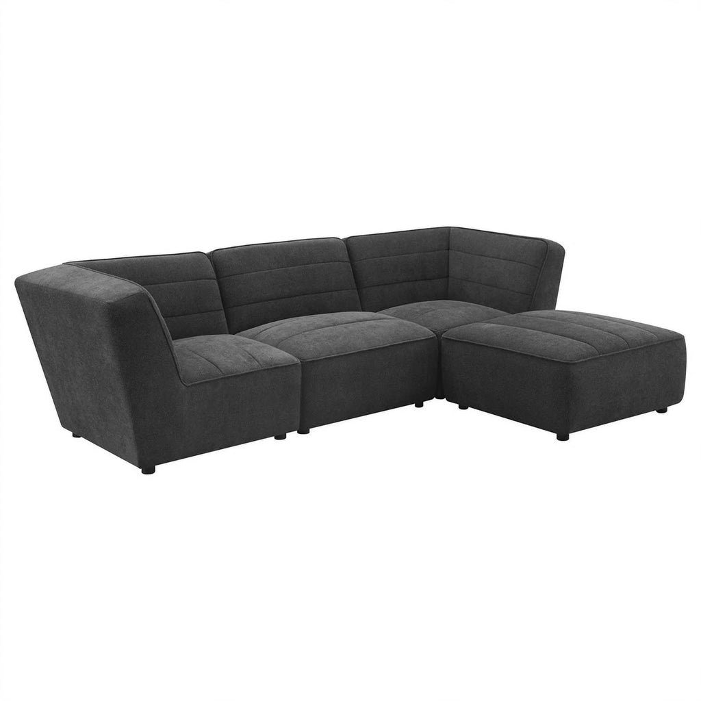 Dark Charcoal Upholstered Square Fabric Ottoman C2144
