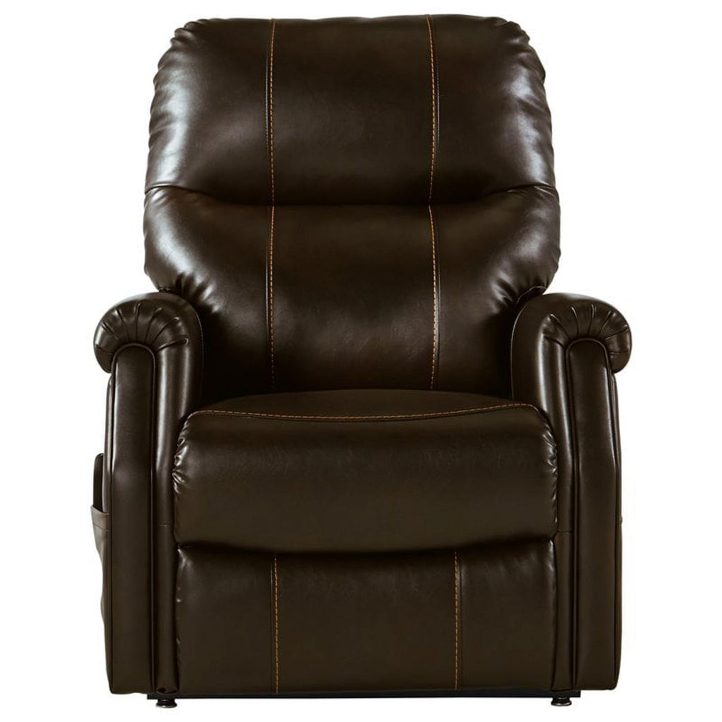 Faux Leather Power Lift Recliner with Side Storage, Brown K533