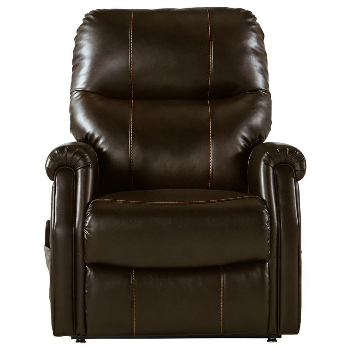 Faux Leather Power Lift Recliner with Side Storage, Brown K533